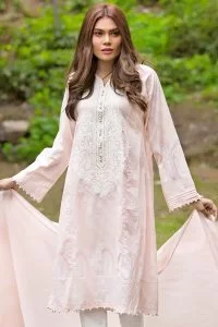 BABY PINK 3 PC EMBROIDERED LAWN DRESS