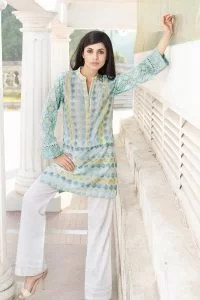 GREEN 1 PC EMBROIDERED LAWN