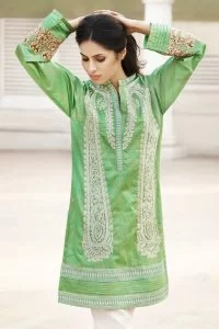 GREEN 1 PC EMBROIDERED LAWN SINGLE