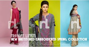 Spring/Summer Clothes 2017 : Nishat Linen New Unstitched Embroidered