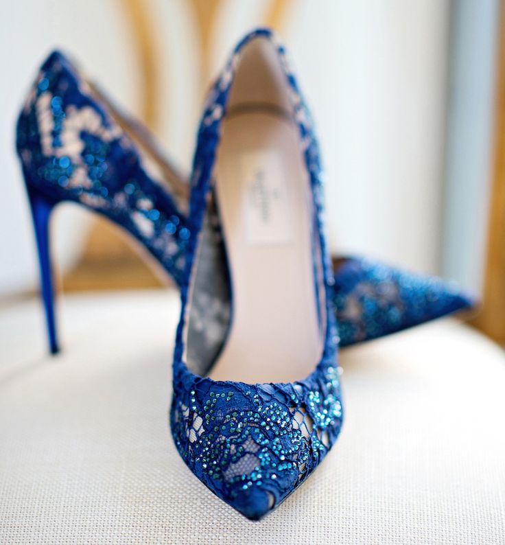 Blue high heel for bride