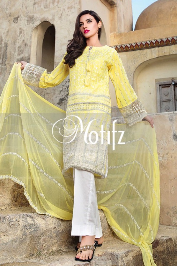 Lemon Yellow Colord Dress by Motifz for summer