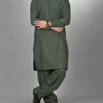 Green Blended Fabric Executive Kurta Shalwar